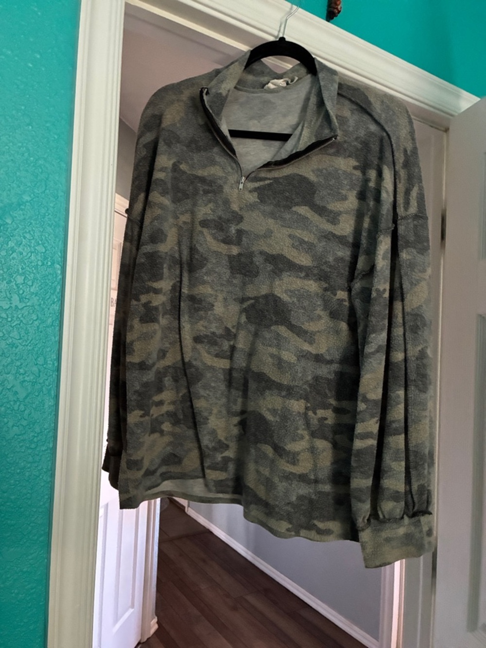 BiBi Men's Camouflage Quarter-Zip Pullover - Olive Green & Gray